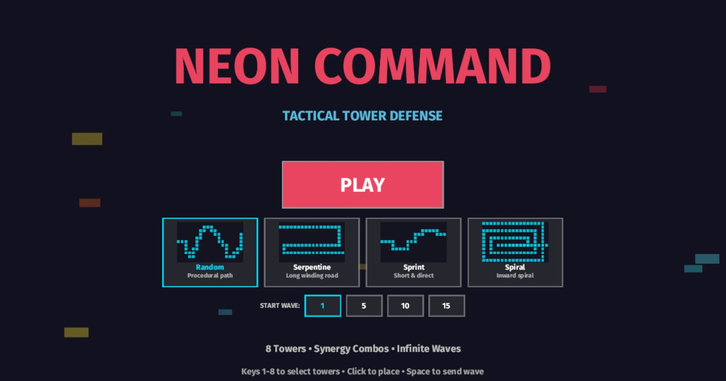 Neon Command tower defense game