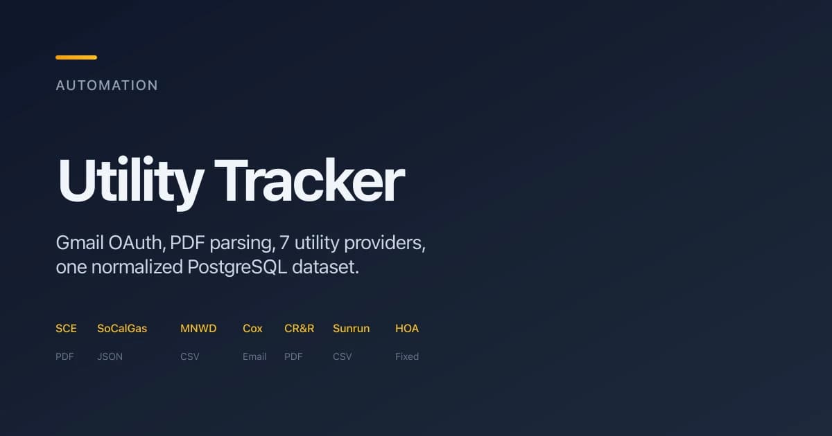 Utility Tracker dashboard