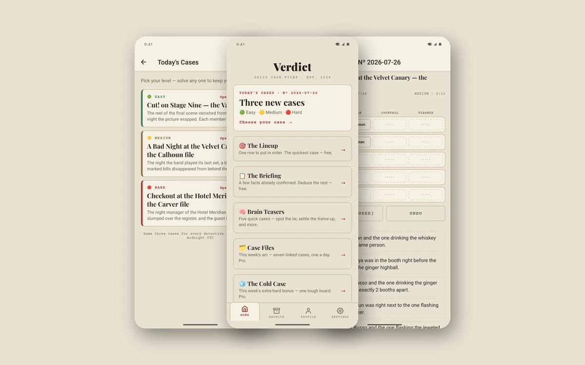 Verdict daily deduction puzzle on Android